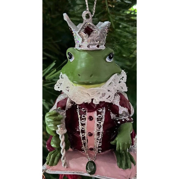 Frog Crown Prince Hanging Ornament Ceramic Kitschy Christmas Holiday Tree Kids - Picture 5 of 10